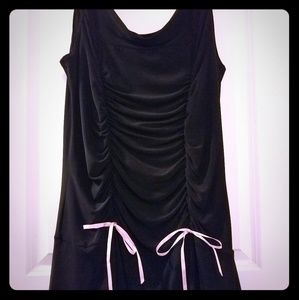 Retro Style Black Dress with pink ribbons/Tulle